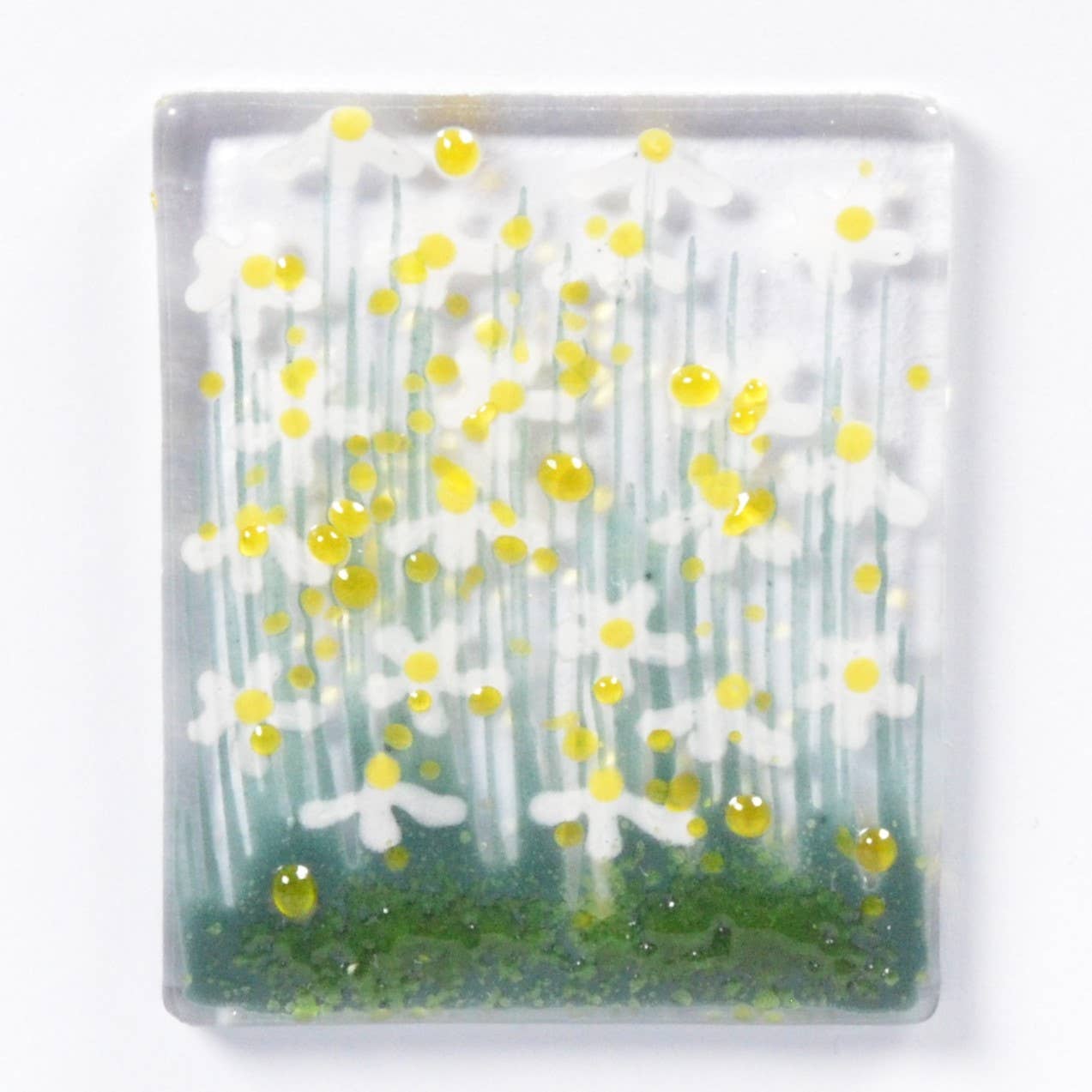 Handmade Fused Glass Greeting Card -  Daisy Card - Gifts of Wales