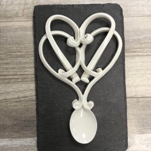 Slate mounted ceramic lovespoon