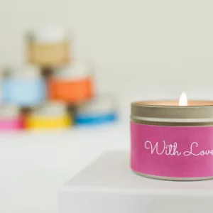 With love bilingual candle