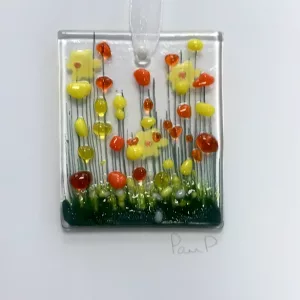 Daffodil fused glass decoration card