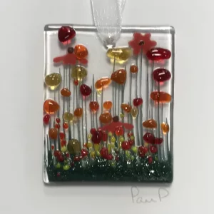Gerbera fused glass decoration card