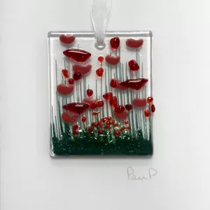 Poppy fused glass decoration card